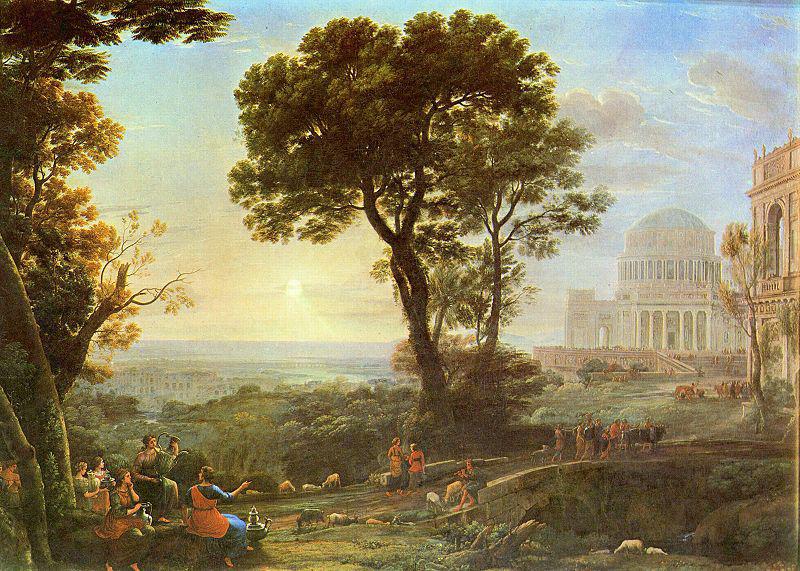 Claude Lorrain Vedute von Delphi mit einer Opferprozession oil painting picture